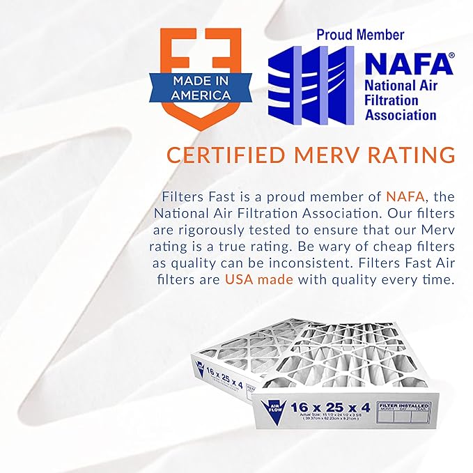 Filters Fast 28x30x2 Pleated Air Filter Merv 8, 2” AC Furnace Air Filters, Made in the USA, Actual Size 27.5x29.5x1.75 6 Pack