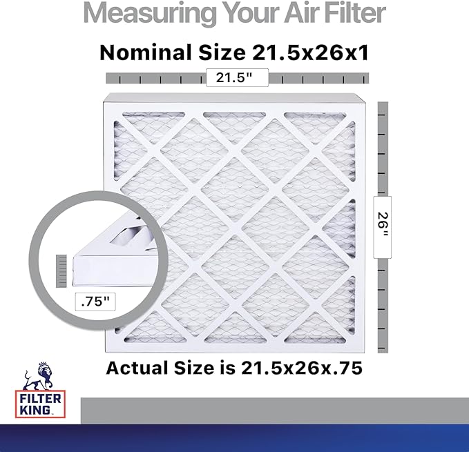Filter King 21.5x26x1 Air Filter | 4-PACK | Carbon MERV 8 HVAC Pleated A/C Furnace Filters | MADE IN USA | Actual Size: 21.5 x 26 x .75"