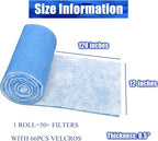 Air Vent Filters Roll, 12" x 120" Cut to Size Air Filters with 66PCS Hook&Loop Fasteners (50+ Filters), MERV 8 Triple Filtration Vent Filter Material for Home Floor, Ceiling, HVAC, AC(12x120 inch)
