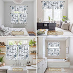 Texas Star Country Kitchen Curtains Set 3 Piece for Windows, Rod Pocket Valance and Tier Set 36 Inch Length, Blue Farmhouse Branches Light Filtering Cafe Curtains for Living Room Bathroom