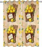 Lemon Outdoor Curtains for Patio Lemons in Baskets Summer Tropical Plant Brown Waterproof Outside Curtains with Grommet Top Weatherproof Curtain for Cabana Pergola Gazebo, 2 Pack, 54" W x 108" L