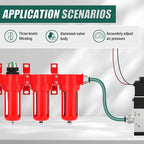Industrial Grade 4-Stage Aluminum Air Drying System, 1/4 Inch NPT, 0-150 PSI, Double Desiccant Dryer, air Regulator, Particulate Filter and Coalescing Filter (Manual Drainage)