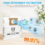 VF3503 Vacuum Bags Compatible with Ridgid 5 to 10 Gallon Wet/Dry Vacs, Size B(10 Pack)