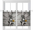 Funny Farm Animals Kitchen Curtains 36 Inch Length, Small Window Curtains Tab Top, Vintage Barn Grey Sunflowers Light Filtering Short Window Treatments Tier Drapes 27.5"x36" 2 Panel