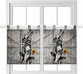 Funny Farm Animals Kitchen Curtains 24 Inch Length, Small Window Curtains Tab Top, Vintage Barn Grey Sunflowers Light Filtering Short Window Treatments Tier Drapes 27.5"x24" 2 Panel