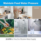 Frizzlife 40 & 100 Micron Spin Down Sediment Water Filter with Pressure Display and Built-in Scraper, Reusable and Flushable Whole House Pre-Filtration System, 1" + 3/4" NPT, BPA Free, JG40-100