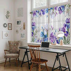 Spring Flowers Kitchen Curtains, Watercolor Garden Florals Wooden Grain Light Filtering Window Curtain Panels, 2Pcs Rod Pocket Window Treatments Set for RV Dining Room Study Room 42x54 Inches