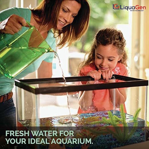 LiquaGen 4 Stage Reverse Osmosis and Deionization (RO/DI) Portable Space Saver Water Purification System | Water Filtration System for Aquarium Filter Processes + Manual Flush Valve (75 GPD)