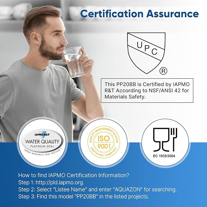 PUREPLUS 5 Micron 20" x 4.5" Whole House Sediment Home Water Filter Replacement Cartridge, Compatible with DGD-5005-20, AP810-2, P5-20BB, FP25B, FPMB5-20, 155358-43, SDC-45-2005, 4 Pack