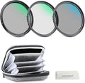 NEEWER 52mm UV/CPL/ND Lens Filter Kit with Hard Shell Storage Case, Multicoated Optical Glass & Aluminum Alloy Frame, UV + Circular Polarizer (CPL) + Neutral Density (ND4) Filter for Camera Lens