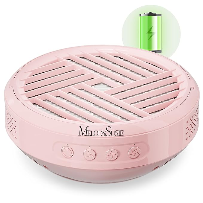 MelodySusie Advanced Cordless Portable Nai DustCollector, SProR 3500RPM Powerful Nail Vacuum Fan with 3 Suction Modes,Reusable Filter & Low Noise for Mobile Nail Tech, DIY Nail Artist & Home Use