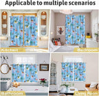 2 Panel Kitchen Cafe Curtains, Desert Landscape Sunlight Filtering Nature Air Through, Window Decor Tier Curtains for Living Room 104W x 90L inch Cute Camels Palm Trees Houses Leaves Blue