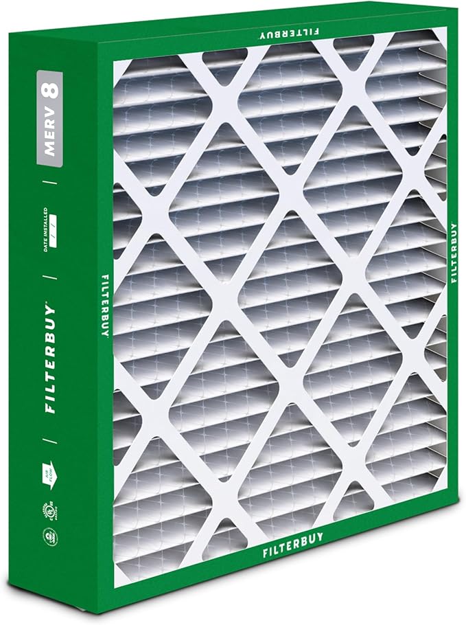 Filterbuy 17.5x21x5 Air Filter MERV 8 Essential Dust & Allergy Defense (4-Pack), Electrostatic Pleated HVAC AC Furnace Filters for Rheem, Ruud, and Protech (Actual Size: 17.13 x 20.63 x 4.38)
