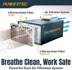 POWERTEC 5 Micron Outer Air Filter for WEN 3410, POWERTEC AF4000/AF4001, Shop Fox W1830 Air Filtration System, Replacement for WEN 90243-027-2 Woodworking Air Filters for Workshop & Garage, 4PK