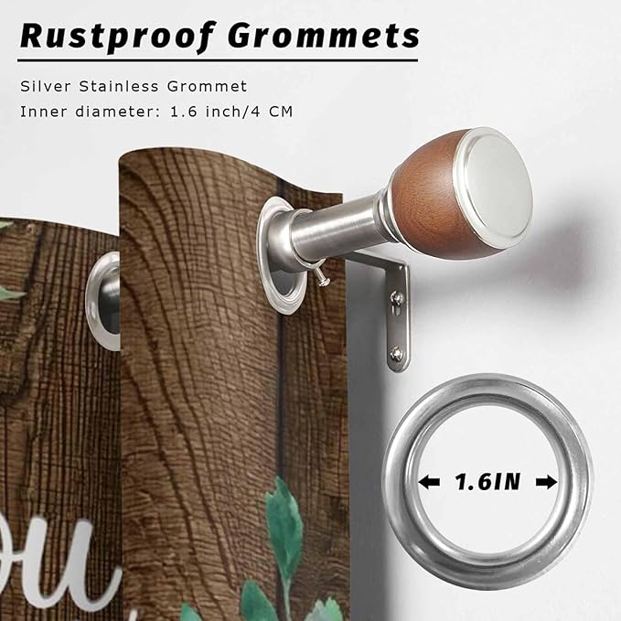 Summer Outdoor Curtains for Patio Sunflowers Eucalyptus Leaves Wood Waterproof Outside Curtains with Grommet Top Weatherproof Curtain for Cabana Pergola Gazebo, 1 Panel, 54" W x 108" L