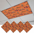 Cowboys Horses 4 Pcs Fluorescent Light Covers 4 x 2 Feet, Desert Ethnic Winds Orange Background Covers for Ceiling Lights Magnetic Light Cloth Filter for Classroom Office Home