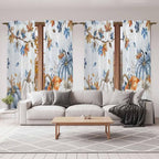 Fall Blue Maple Window Curtains 72 Inch Long 2 Panel Set,Rod Pocket Long Curtains & Drapes,Thanksgiving Pumpkins Daisy Country Leaves Window Treatment for Bedroom Living Room 52"W x 72"L