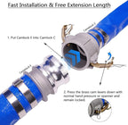 DAVCO 1.5" ID × 50 ft Pool Backwash Hose, Heavy Duty Reinforced Blue PVC Lay Flat Water Discharge Pump Hoses For Swimming Drain Pools and Clean Filters, with Aluminum Camlock C and E Fittings