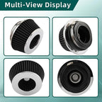 AUTOKAY Universal Clamp-On Air Filter Round Reverse Tapered Washable Filter 3 in/3.5 in/4 in Flange ID, 2.625 in (67 mm) Height, 6 in (152 mm) Base, 4.75 in Top, SPE-8161, Black