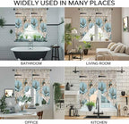 Teal Blue Tulips Swag Valances for Windows, Spring Floral Barn Doors Vintage Wood Beige Rod Pocket Kitchen Curtains Valance, Kitchen Window Curtains Swag for Cafe Living Room, 2 Panels, 36x45 inch