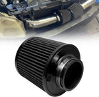 RYANSTAR 76mm 3" High Flow Round Tapered Cone Cool Air Filter Cleaner with Top Filter Design Short 163mm tall Black