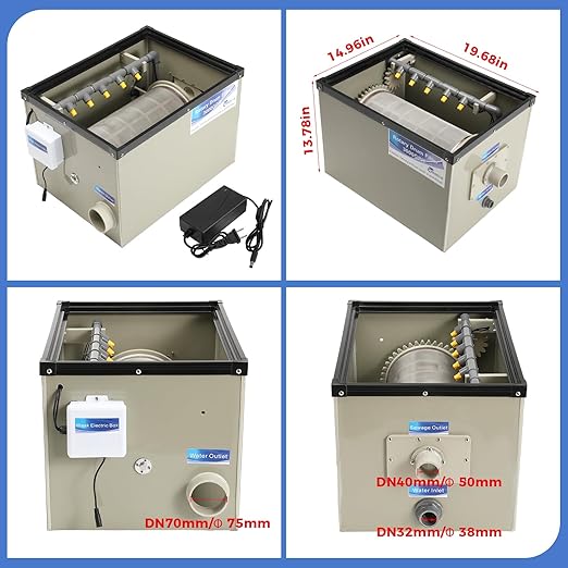 Rotary Drum Filter-3000GPH Canister Filter AC110-240V RDF Fully Automatic Water Self-Cleaning Filtration for Koi Pond,Fish Pond,Aquarium,Fish Farm,Seedling Cultivation Base,Aquaculture,Hydroponics