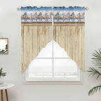 Western Horse Swag Valances for Windows, Farmhouse Wooden Grain Vintage Cowboy Barn Door Rod Pocket Kitchen Curtains Valance, Small Window Curtains Swag for Cafe Living Room, 2 Panels, 36x36 inch