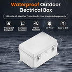 QILIPSU Waterproof Junction Box IP67 Outdoor Plastic Electrical Project Enclosure Weatherproof with Mounting Plate, Wall Brackets, Hinged Grey Cover 11.8"x7.9"x6.7"