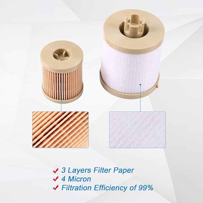 CARMOCAR replacement for Ford 6.0L 2003-2007 Diesel Fuel Filter 3 Pack includes lower lifter pump filter and upper fuel bowl filter FD4604 Ford F250 F350 F450 F550 F650 EXCURSION FD-4604 FD-4616