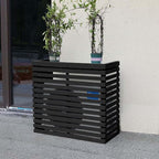 Wood Air Conditioner Fence Screen - Hide Outdoor Unit Stylishly with Tall Weatherproof Shutters Central Air Conditioner Covers (Black L105Xw45Xh95Cm)