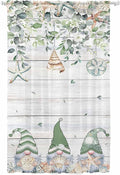 Sheer Curtains 96 Inches Long, Coastal Eucalyptus Leaf Semi Sheer Curtains Light Filtering Window Treatment, Sage Green Gnomes Starfish Privacy Voile Drapes for Living Room Bedroom 52x96 Inch