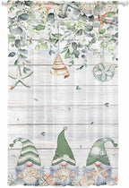 Sheer Curtains 96 Inches Long, Coastal Eucalyptus Leaf Semi Sheer Curtains Light Filtering Window Treatment, Sage Green Gnomes Starfish Privacy Voile Drapes for Living Room Bedroom 52x96 Inch