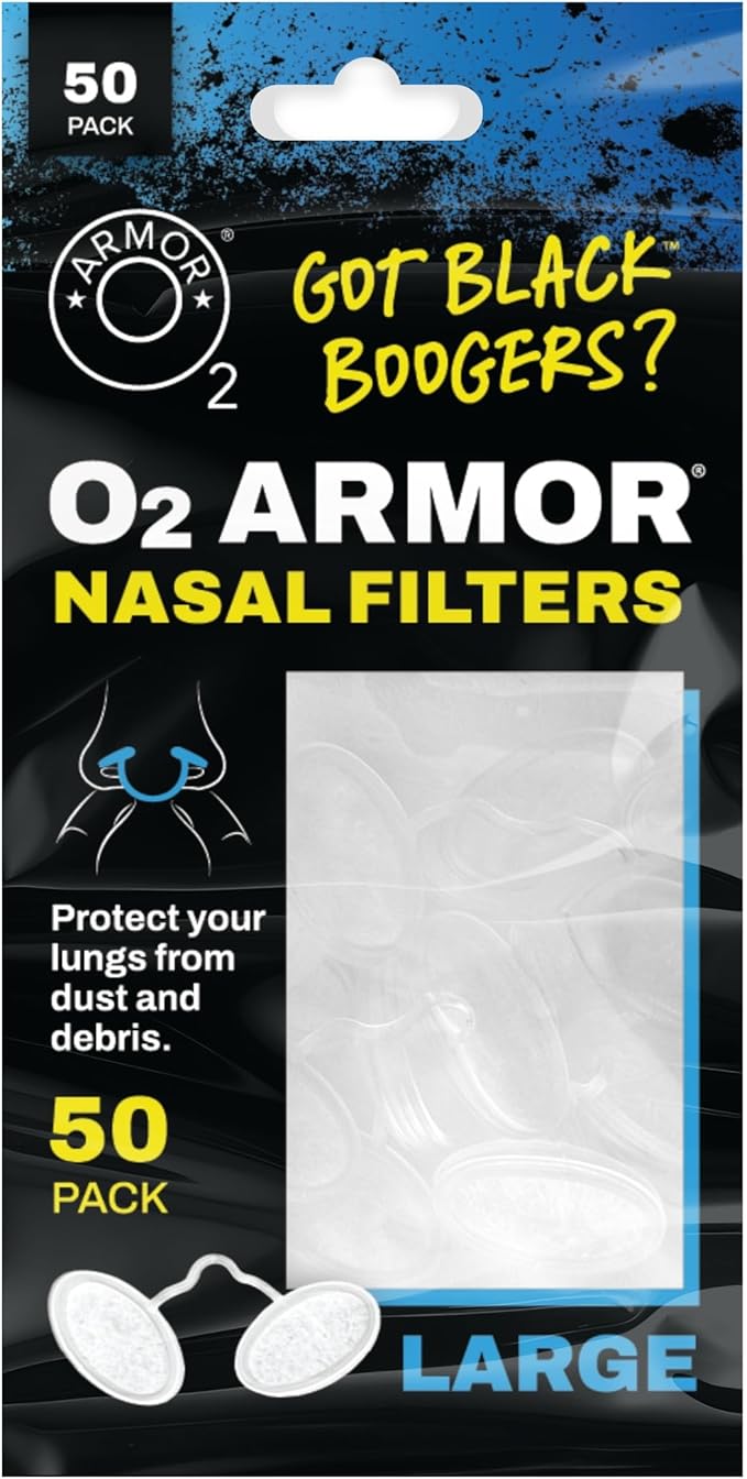 O2 Armor Nose Filters for Welders & Allergies - Nose Filter for Dust - Nasal Filters for Welding - Nose Dust Mask for Construction (50 Pack, Size Large)