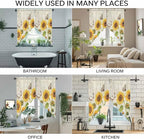 Farm Sunflowers Swag Valances for Windows, Retro Flowers Butterfly Botanical Beige Rod Pocket Kitchen Curtains Valance, Small Window Curtains Swag for Cafe Bathroom Living Room, 2 Panels, 36x36 inch