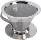 Paperless Pour Over Coffee Strainer, Premium Stainless Steel Coffee Dripper with 300 Mesh, Optimal Extraction Portable Reusable Filter Cone for Travel Brewing Tea