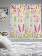 Happy Easter Living Room Curtains 72 Inches length, Spring Farmhouse Bunny Eggs Flower Beige Window Treatment Curtain Drapes, Light Filtering Drapes for Bedroom Laundry Room, 52"x72", 2 Panels