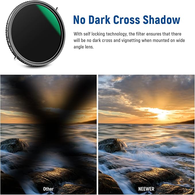 NEEWER 2 in 1 43mm Variable ND Filter ND2–ND32&CPL Filter(Circular Polarizer Filter) No X Cross/30 Layer Nano Coated/HD Optical Glass/Ultra Slim Aluminum Alloy Frame/Water Repellent/Scratch Resistant