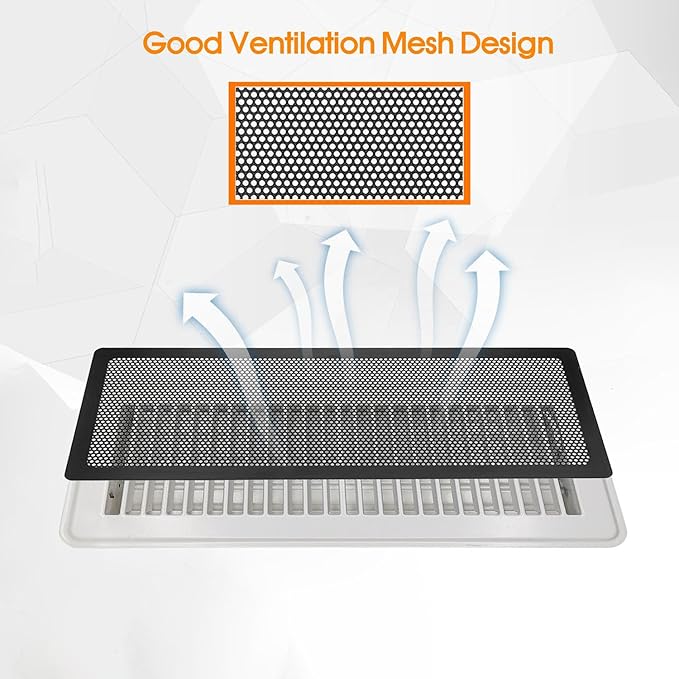 Floor Register Vent Cover, 2"x10" Magnetic Air Vent Screen Mesh Covers for Home Floor/Wall/Ceiling Registers Air Vent Filters, Black (4 Packs)