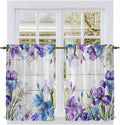 Spring Flowers Kitchen Curtains, Watercolor Garden Florals Wooden Grain Light Filtering Window Curtain Panels, 2Pcs Rod Pocket Window Treatments Set for RV Dining Room Study Room 42x54 Inches