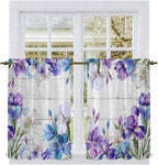 Spring Flowers Kitchen Curtains, Watercolor Garden Florals Wooden Grain Light Filtering Window Curtain Panels, 2Pcs Rod Pocket Window Treatments Set for RV Dining Room Study Room 42x54 Inches