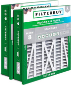 Filterbuy 20x20x5 Air Filter MERV 8 Essential Dust & Allergy Defense (2-Pack), Electrostatic Pleated HVAC AC Furnace Filters for Honeywell Return Grille FC40R1003 (Actual Size: 18.38 x 18.38 x 3.69)