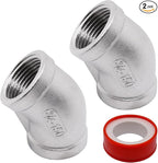 45 Degree Elbow 2PCS, 3/4" NPT Female x 3/4" NPT Female 304 Stainless Steel Pipe Fitting, Connector Coupler Apply to Outdoor/Garden/Industrial