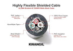 4C 20AWG AMSB Shielded Cable Wire (UL2464) - Highly Flexible Str TC, PVC Ins, OS+TC BRD, PVC JKT for CNC Machine, Stepper Motor, VFD Spindle (Matte Black 50FT)
