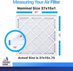Filter King 37x15x1 Air Filter | 4-PACK | MERV 8 HVAC Pleated A/C Furnace Filters | MADE IN USA | Actual Size: 37 x 15 x .75"