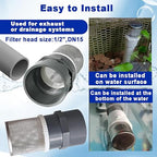 1/2" inch stainless steel filter cover connected to 1/2" grey pvc filter DN15 water pipe, suction strainer used to remove debris and reduce solid entry(1pcs)