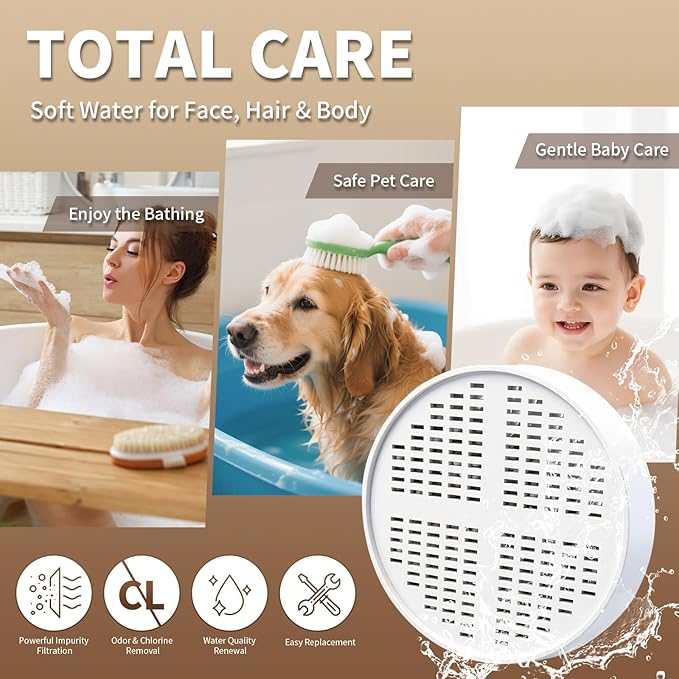 Vitamin C, E & A Shower Filter Replacement Cartridge Compatible with AquaHomeGroup, Helps Remove Chlorine for Healthier Skin & Hair (3 Packs)