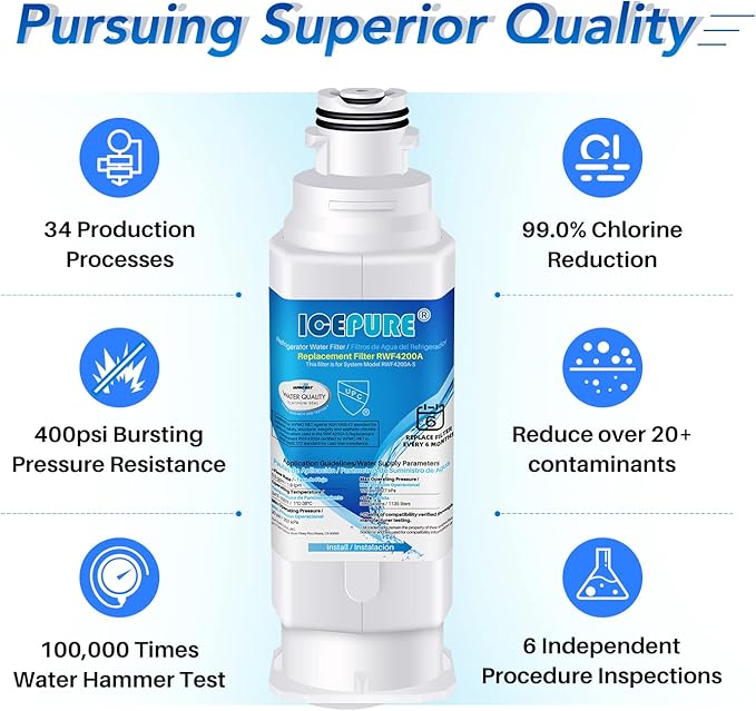ICEPURE DA97-17376B Refrigerator Water filter Compatible with Samsung DA97-17376B DA97-08006C HAF-QIN, HAF-QIN/EXP, RF23M8070SG, BRF425200AP, 1PACK