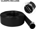 1-1/4" x 100 FT Pool Backwash Hose, Black Heavy Duty Reinforced PVC Lay Flat Water Discharge Hose