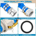 1.5" x 50 Ft Discharge Hose, Heavy Duty PVC Lay Flat Water Backwash Hose,Durable Pool Drain Hose with Aluminum CE Fittings for Water Pump And Filters