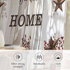 Farmhouse Sheer Curtains 108 Inch Length Retro Country Star Berry Vintage Wood Grain Chiffon Curtain for Bedroom Living Room Light Filtering Rod Pocket Window Treatments Voile Curtains Drapes